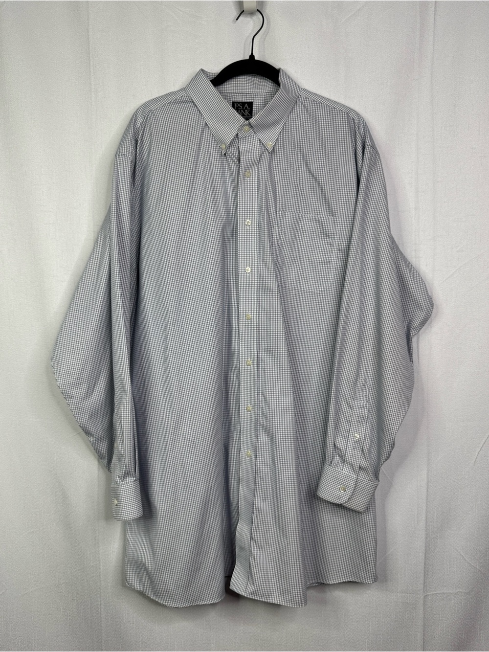 585. Jos. A. Bank Men's Light Blue Micro-Check Dress Shirt Size 18.5-36